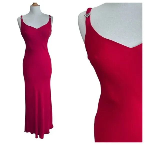 NWT Vintage Zum Zum Red Bias Cut Evening Gown - Size 9/10 - Picture 2 of 10